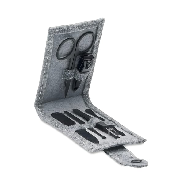 6-Piece Stainless Steel Manicure Set with RPET Felt Pouch