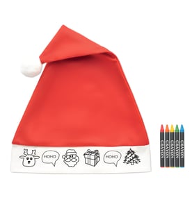 כובע סנטה לצביעה לילדים עם עפרונות