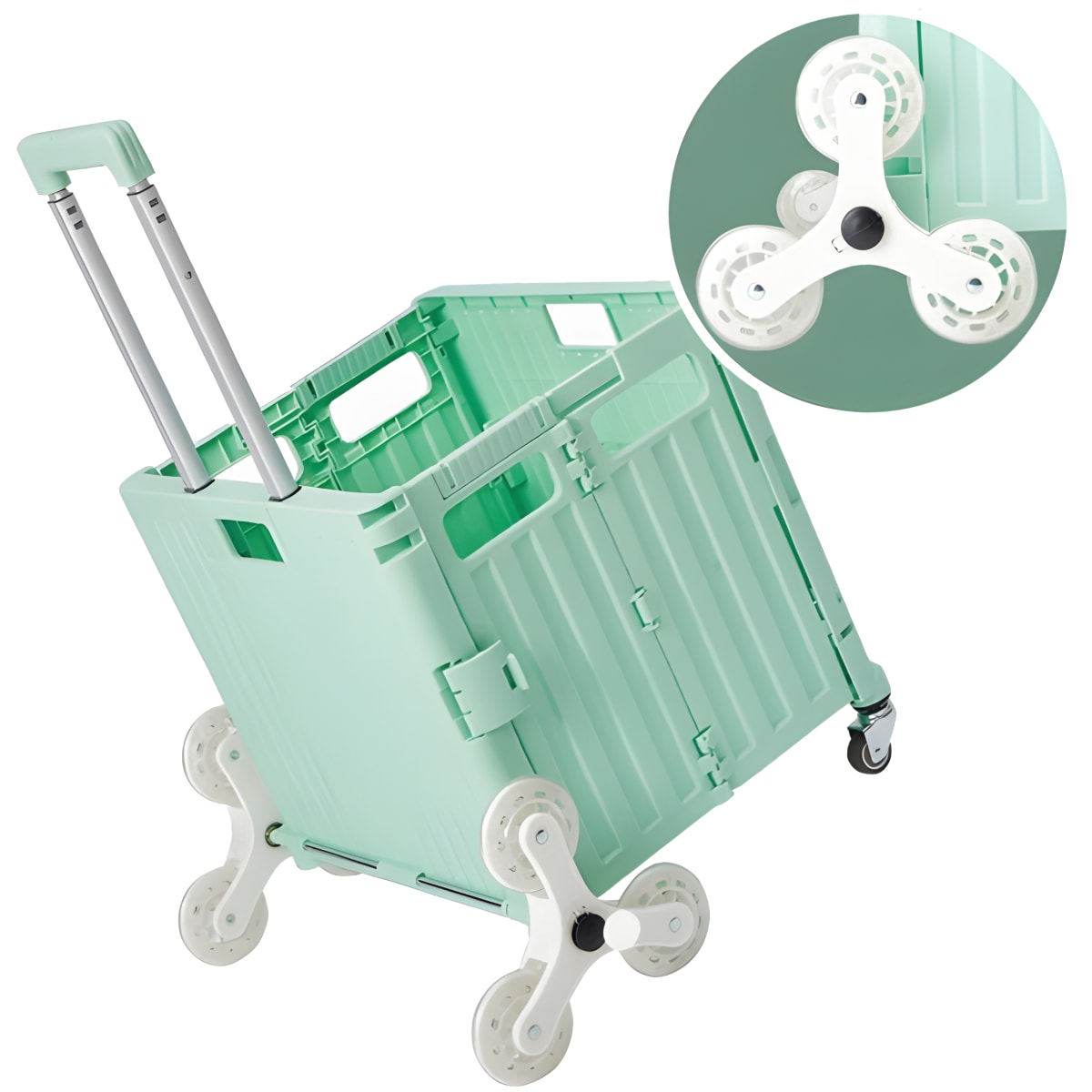 ארגז קמפינג וקניות מתקפל עם ידית טרולי מתכווננת מהמותג Climex