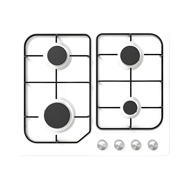 MIDEA 4-Burner White Gas Cooktop with Enamel Surface