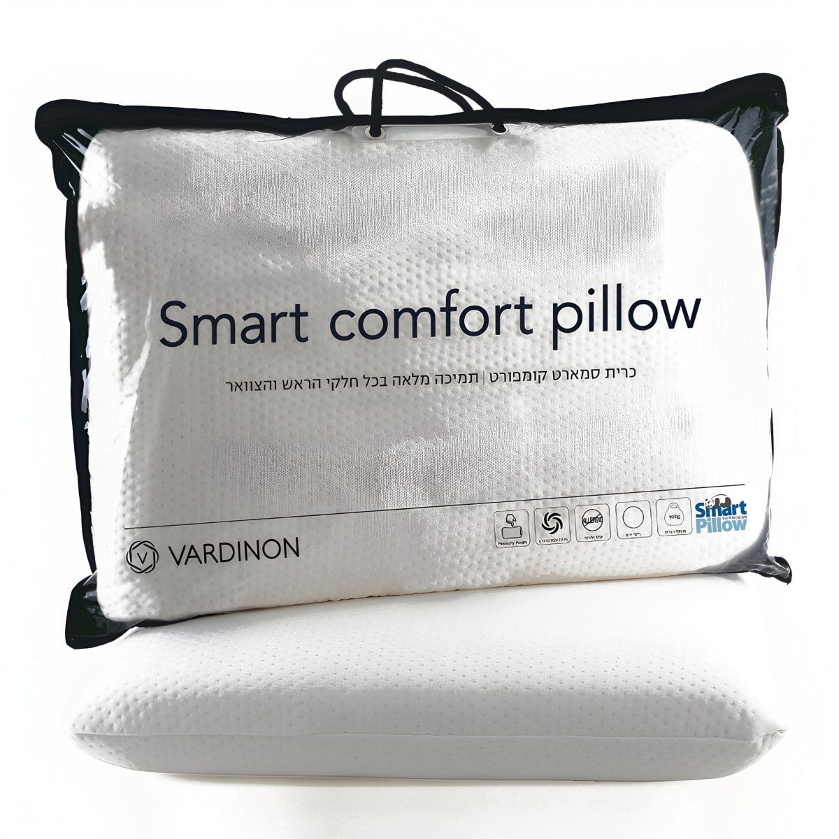 כרית שינה קומפורט זוכרת ומעוצבת לבן ורדינון