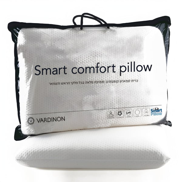 כרית שינה קומפורט זוכרת ומעוצבת לבן ורדינון