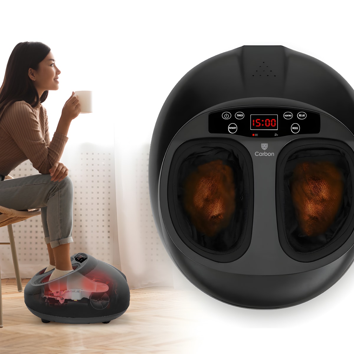מכשיר עיסוי שיאצו לכפות הרגליים עם חימום מבית CARBON