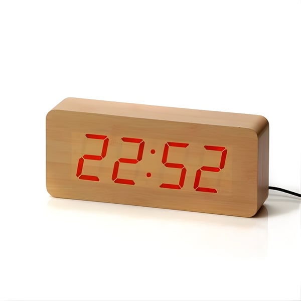 Elegant Wood Cube Digital Clock