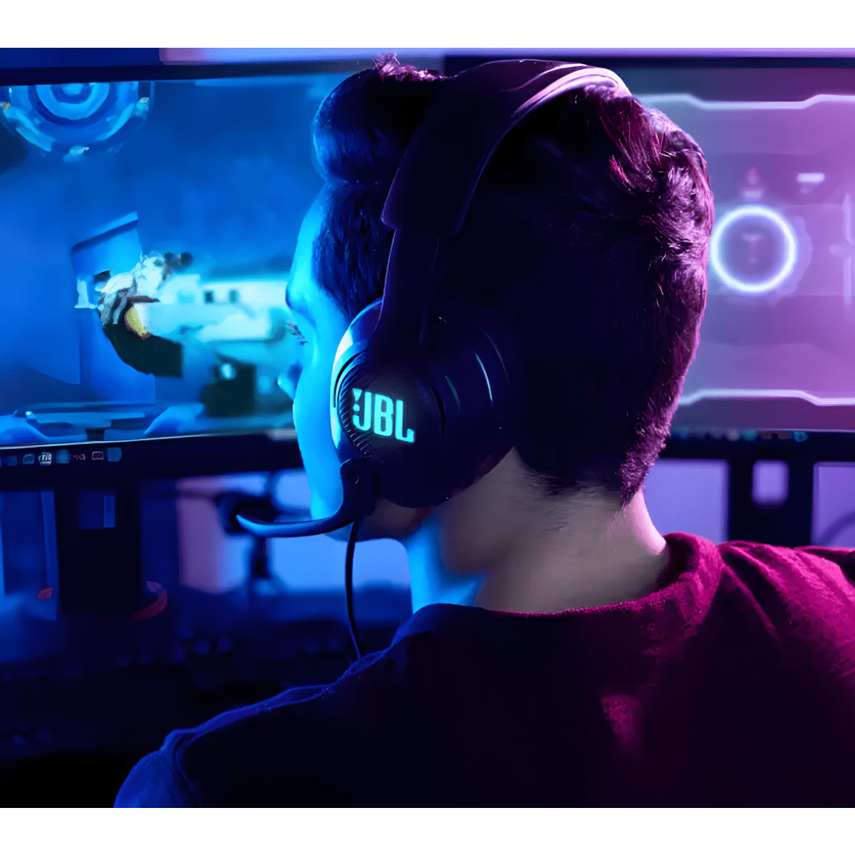 אוזניות גיימינג JBL Quantum 400 עם USB ומיקרופון