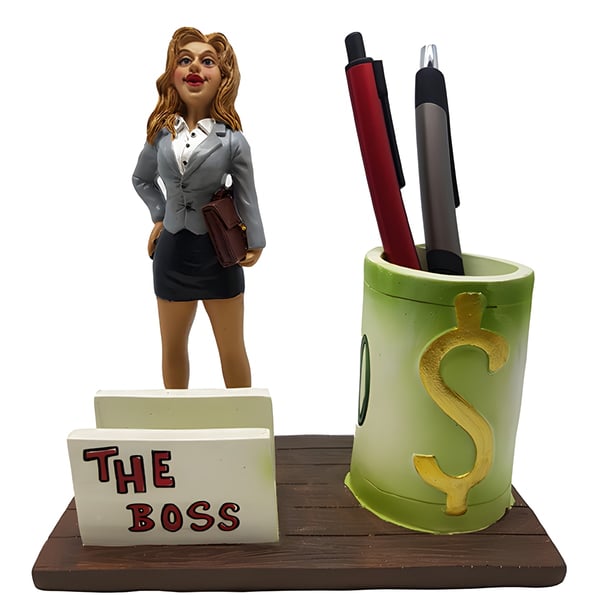 מעמד שולחני 'הבוס' עם כוס לעטים וכרטיסי ביקור