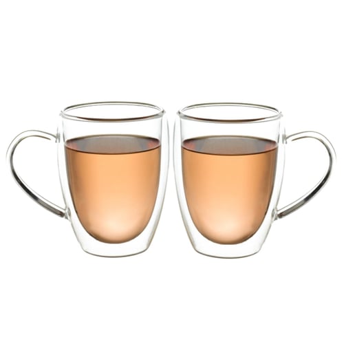 סט כוסות זכוכית כפולה עם ידית - מתנה מושלמת