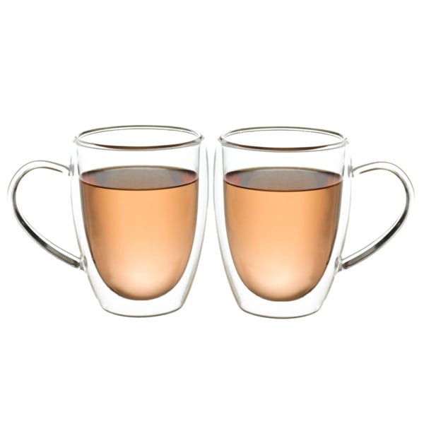 סט כוסות זכוכית כפולה עם ידית - מתנה מושלמת