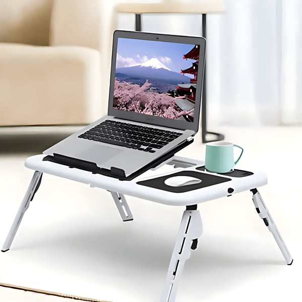 שולחן מחשב נייד מתקפל עם מאוורר לקירור בעיצוב מודרני