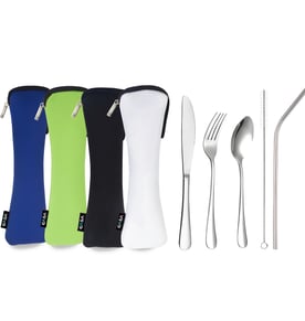 סט סכו״ם אישי מנירוסטה - רב פעמי בנרתיק