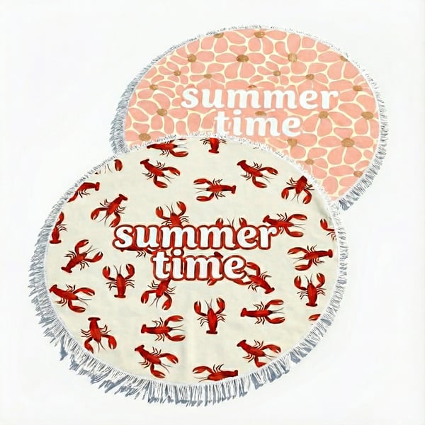 זוג מגבות עגולות עם פרנזים - עיצוב ייחודי 'הוא והיא' מאת Emma Hanson