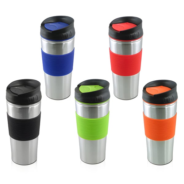 Stainless Steel Thermal Mug with Silicone Grip - Non-Slip