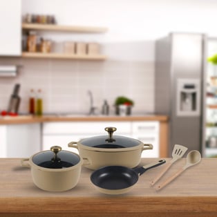 סט בישול Onyx: 7 חלקים מאלומיניום יצוק - סיר, סוטז', מחבת ואביזרים