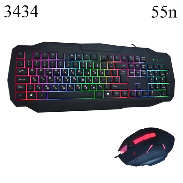 סט גיימינג למקלדת ועכבר עם תאורת RGB
