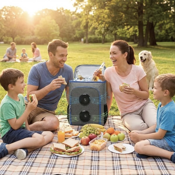 צידנית משפחתית עם רמקולים מובנים לחוויית שמע מושלמת