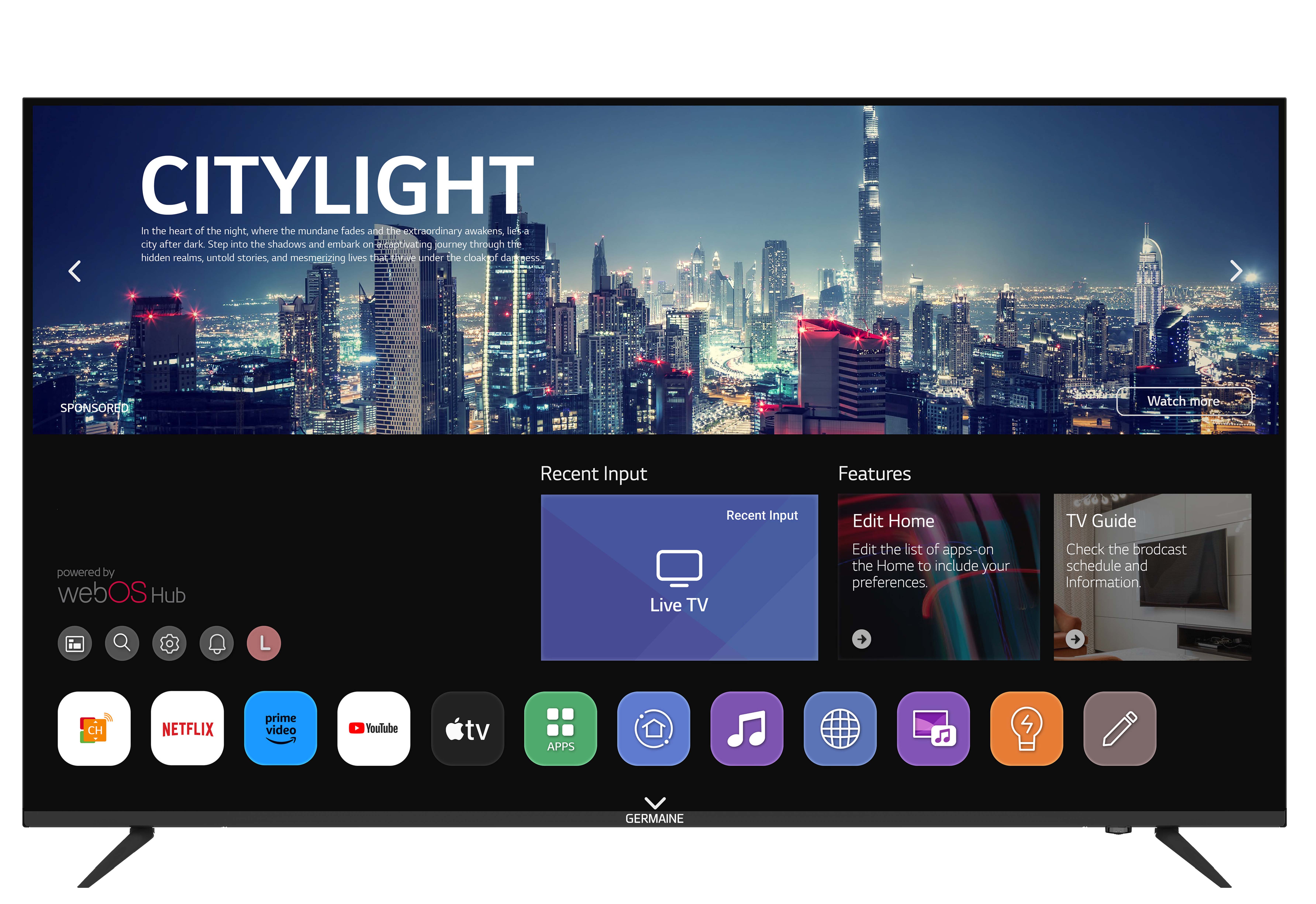 טלוויזיה חכמה GERMAINE QLED 4K 65 אינץ'