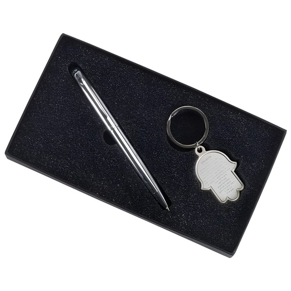 Stylish Hamsa Keychain with Traveler's Prayer and Pen Slot
