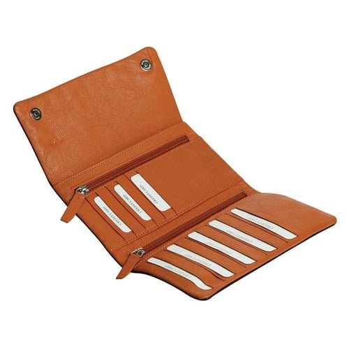 ארנק אשה מעור נאפה  - שחור/כתום