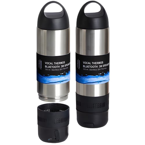 רמקול בלוטות' 3W עם בקבוק תרמי נירוסטה 380 מ"ל H2O-Pro