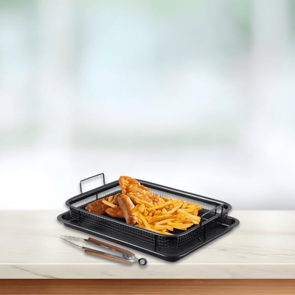 קריספר טיגון ללא שמן + מלקחיים - מבית Food Appeal לתזונה בריאה