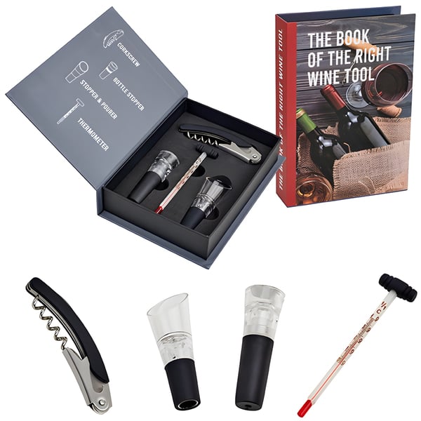 Elegant Wine Accessories Set - 4-Piece Book Design