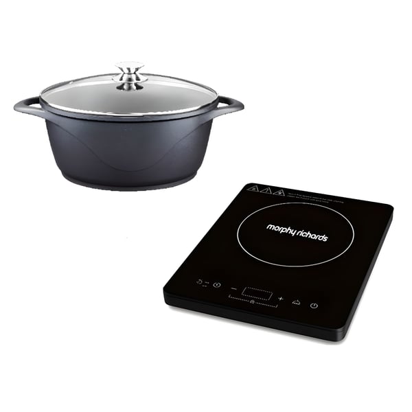 כיריים אינדוקציה יחיד עם סיר זכוכית 28 ס״מ