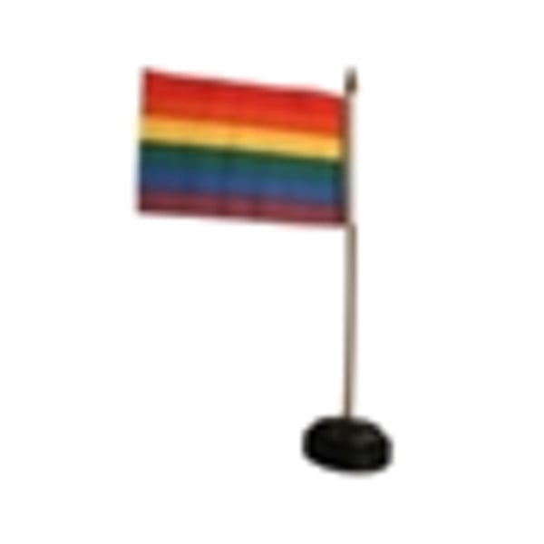 דגלון קשת צבעוני עם מעמד פלסטיק 10 X 15 ס"מ