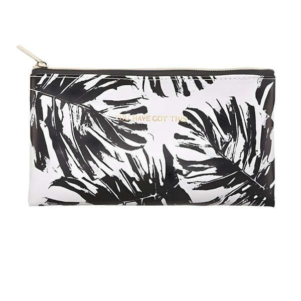 קלמר PU מעוצב עם עצי דקל בשחור לבן