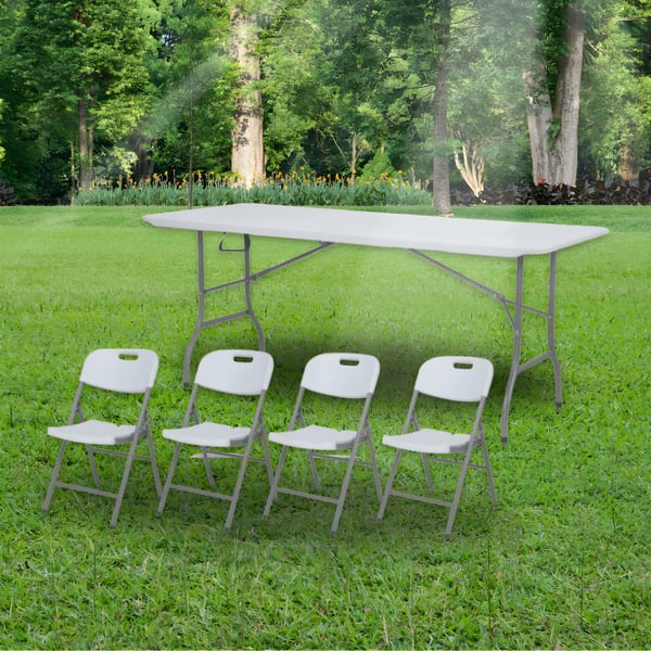 MIRA White Folding Table and Chairs Set