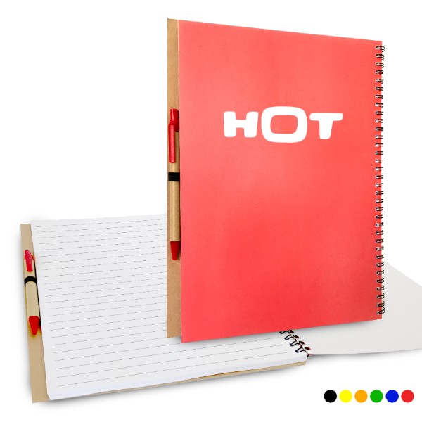 A4 Notebook with Pen - Colorful Polypropylene