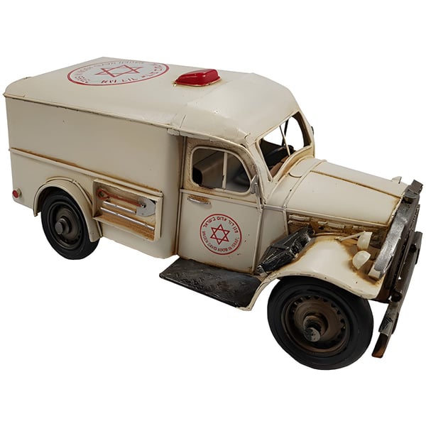 Vintage Red Star of David Retro Ambulance - Handcrafted Metal