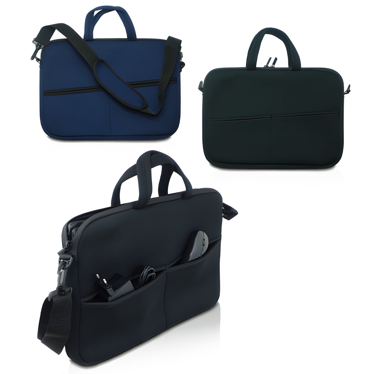 תיק ניאופרן למחשב נייד עם ידיות ורצועת כתף