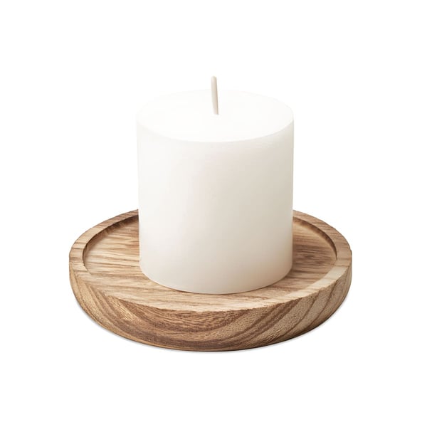 Vanilla Scented Candle with Round Wooden Base