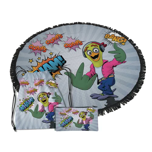 מארז קיץ מרענן עם מגבת חוף, תיק ונרתיק ממותגים