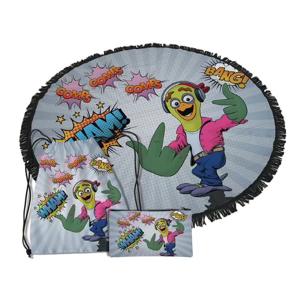 מארז קיץ מרענן עם מגבת חוף, תיק ונרתיק ממותגים