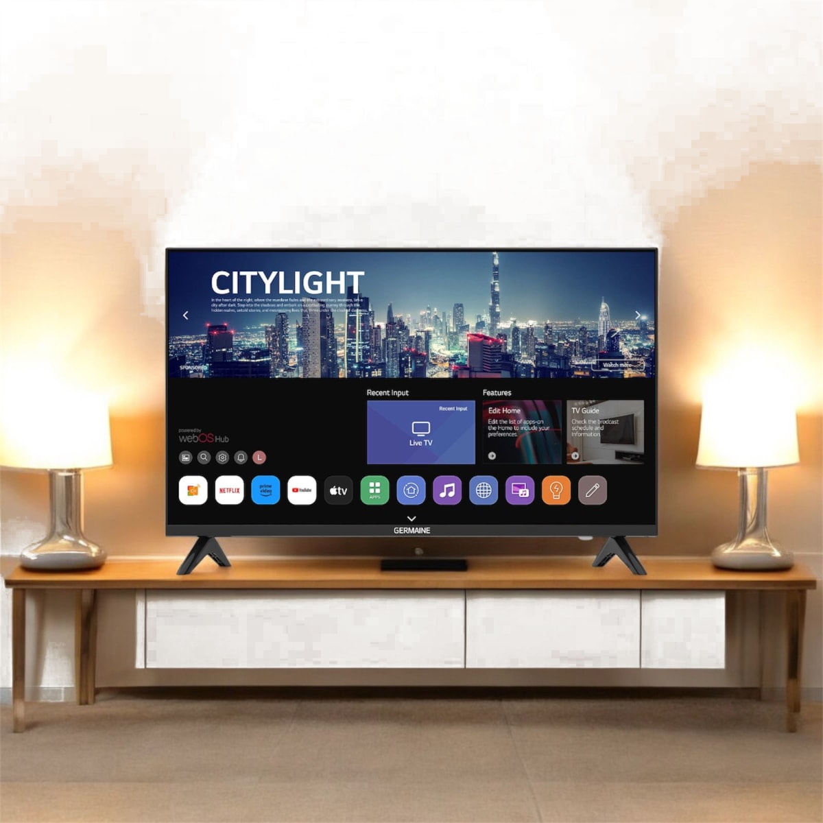 טלוויזיה 4K חכמה GERMAINE עם מערכת הפעלה WEBOS בגודל 50 אינץ'