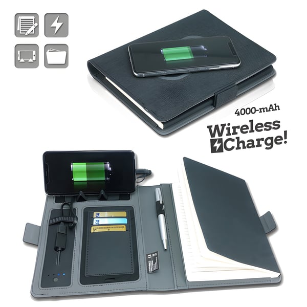 A5 Folio with Built-in Wireless Charger and Multi-Purpose Cable