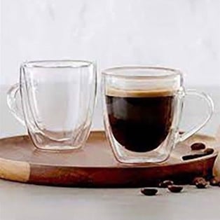 Set of Double-Wall Mugs with Handle 100ml - Keeps Drinks Warm