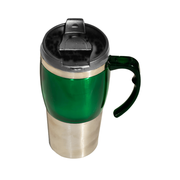ספל טרמי נירוסטה עם שכבת פלסטיק ירוק - מתנה עסקית יוקרתית