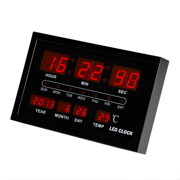 Digital Wall Clock with Clear Display and Alarms