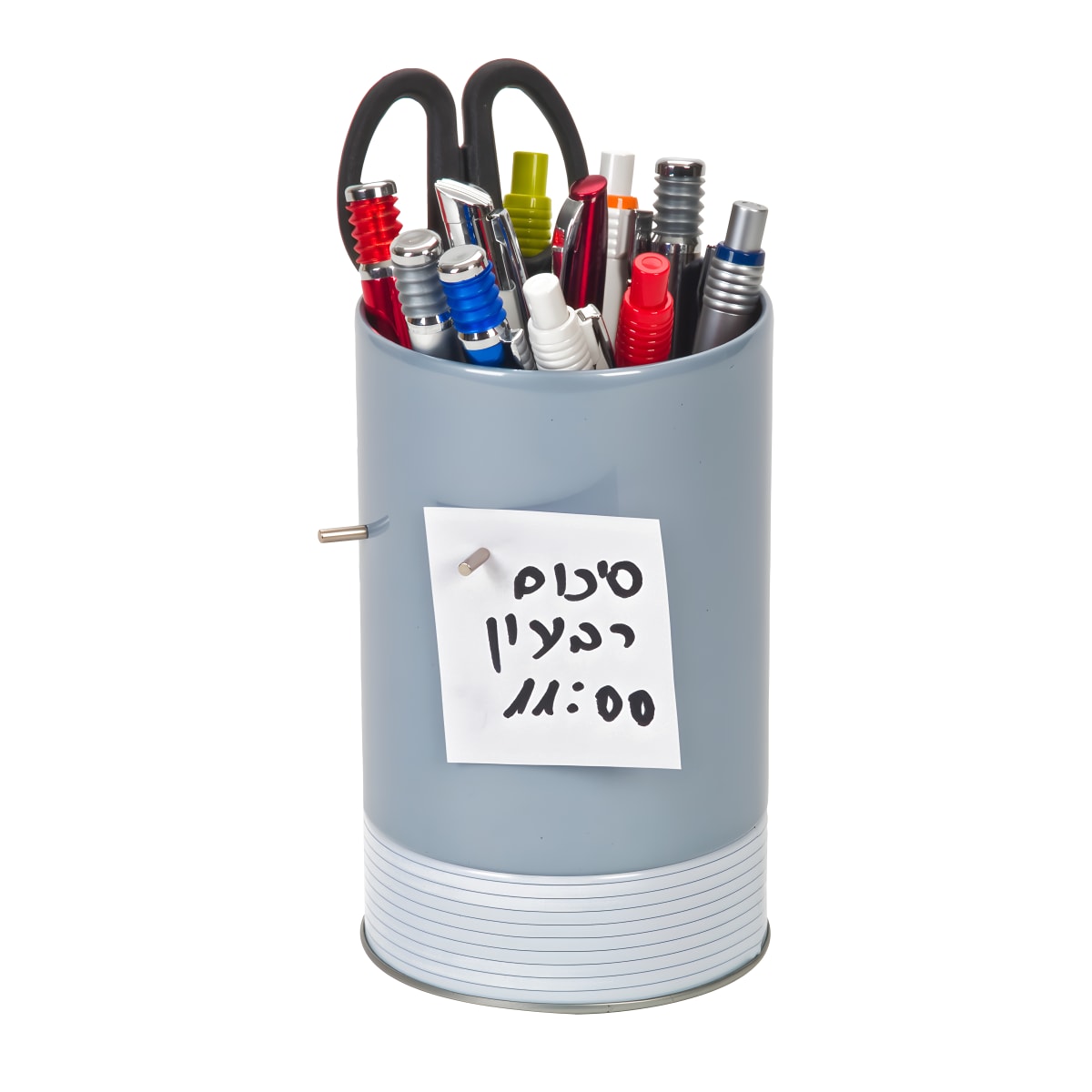 מעמד שולחני ממתכת בעיצוב מודרני עם לוח הודעות