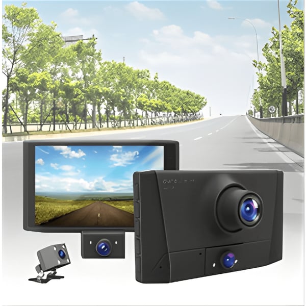 מצלמת רכב מקצועית עם 3 עדשות ומסך 4 אינץ'