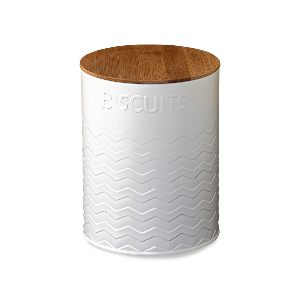 קופסת מתכת לשמירת ביסקוויטים - עם מכסה במבוק