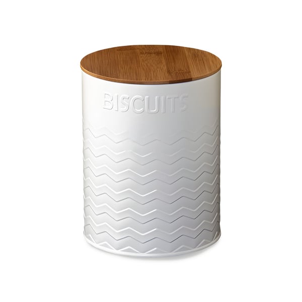 קופסת מתכת לשמירת ביסקוויטים - עם מכסה במבוק