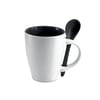 Minimalist White Ceramic Mug with Spoon Holder