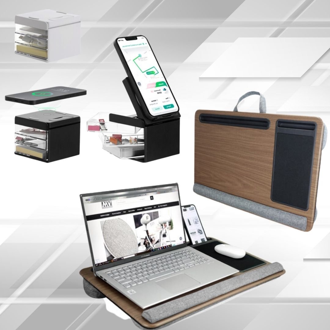 מארז עבודה מושלם למשרד ולבית עם משטח למחשב וטעינה אלחוטית