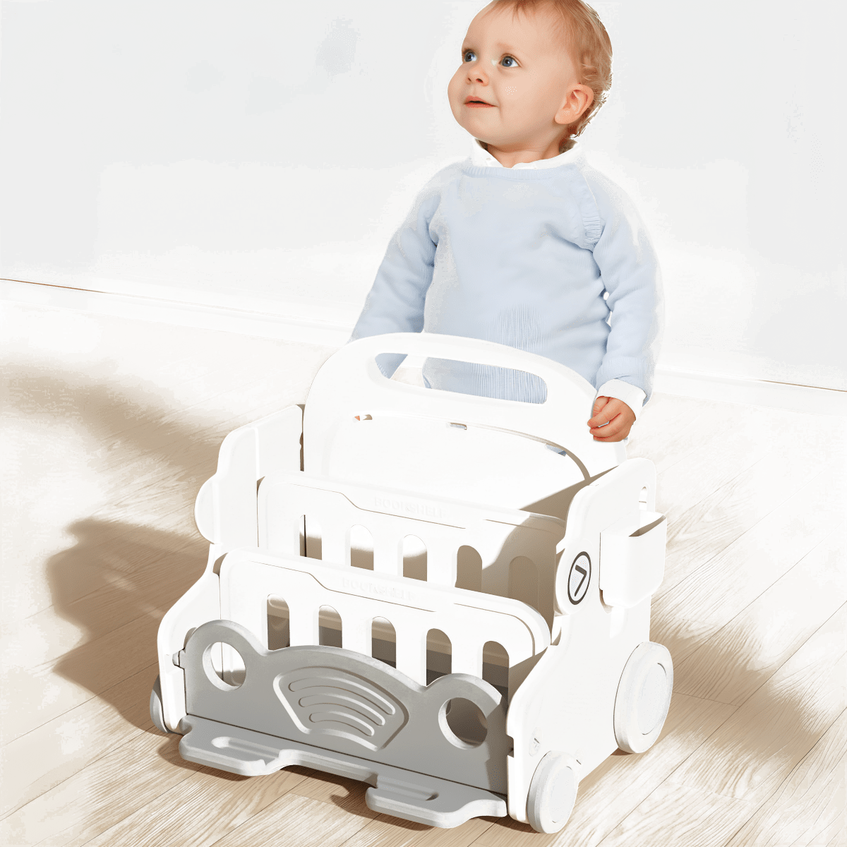 הליכון לקטנטנים עם לוח מחיק וארגז משחקים