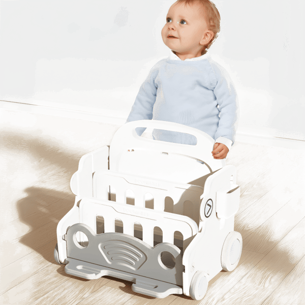 הליכון לקטנטנים עם לוח מחיק וארגז משחקים