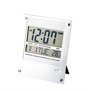 Stylish Silver Digital Wall Clock - Size 20X25 cm