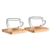 Glass Tea Cups Set with Wooden Stand
